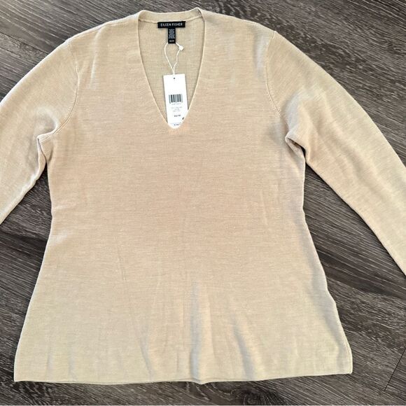 Eileen Fisher 100% Superfine Merino Wool V Neck Sweater New - Picture 3 of 10